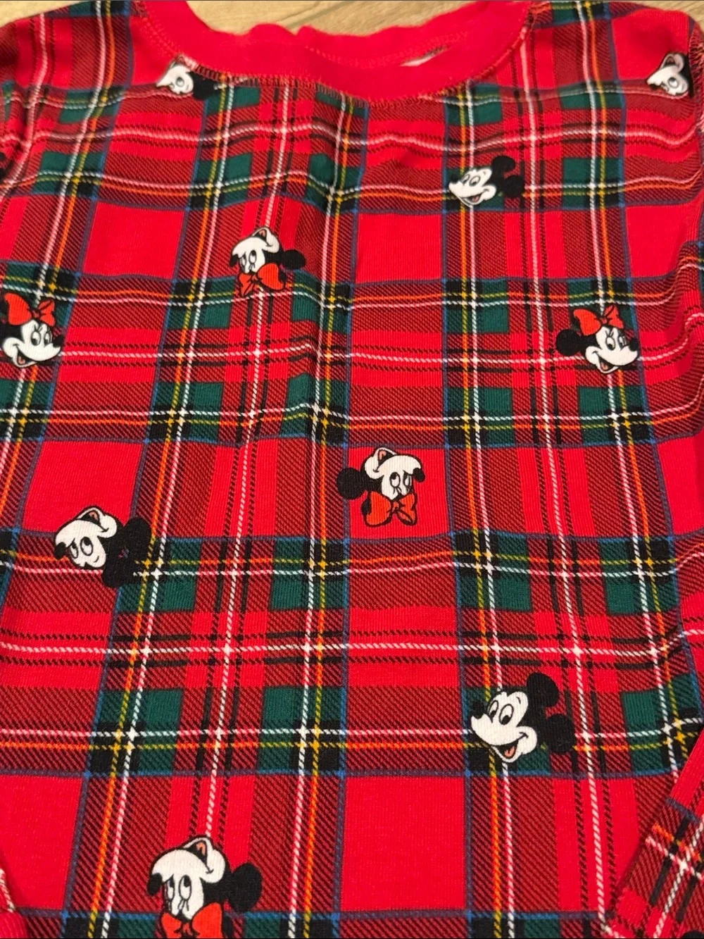 Old Navy Red Plaid Mickey Mouse Kids Pajama Set